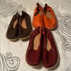 Women’s Slip-On Driving Flats Size 12 in Orange, Red, and Brown